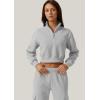 imageQINSEN Womens Half Zip Crop Sweatshirt High Neck Long Sleeve Pullover Cropped TopGrey