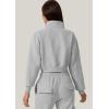 imageQINSEN Womens Half Zip Crop Sweatshirt High Neck Long Sleeve Pullover Cropped TopGrey