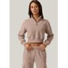 imageQINSEN Womens Half Zip Crop Sweatshirt High Neck Long Sleeve Pullover Cropped TopMushroom