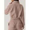 imageQINSEN Womens Half Zip Crop Sweatshirt High Neck Long Sleeve Pullover Cropped TopMushroom