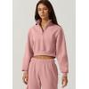 imageQINSEN Womens Half Zip Crop Sweatshirt High Neck Long Sleeve Pullover Cropped TopPeachskin