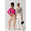 imageQINSEN Womens Long Sleeve Crop Top Sweaters Cozy Ribbed Knit Going Out Pullover T ShirtsGrey