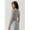imageQINSEN Womens Long Sleeve Crop Top Sweaters Cozy Ribbed Knit Going Out Pullover T ShirtsGrey
