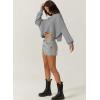imageQINSEN Womens Mock Neck Cropped Sweater Long Sleeve Drop Shouler Oversized Knit Pullover TopsSmoke Blue