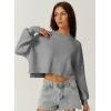 imageQINSEN Womens Mock Neck Cropped Sweater Long Sleeve Drop Shouler Oversized Knit Pullover TopsSmoke Blue