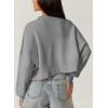 imageQINSEN Womens Mock Neck Cropped Sweater Long Sleeve Drop Shouler Oversized Knit Pullover TopsSmoke Blue