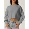 imageQINSEN Womens Mock Neck Cropped Sweater Long Sleeve Drop Shouler Oversized Knit Pullover TopsSmoke Blue