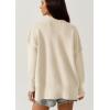 imageQINSEN Womens Mock Neck Long Sleeve Pullover Drop Shoulder Side Slit Street Tunic Sweater