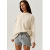 imageQINSEN Womens Mock Neck Long Sleeve Pullover Drop Shoulder Side Slit Street Tunic Sweater