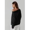 imageQINSEN Womens Oversized Sweatshirt Long Sleeve Off The Shoulder Pullover Casual Comfy Fall OutfitsBlack