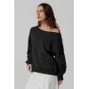 imageQINSEN Womens Oversized Sweatshirt Long Sleeve Off The Shoulder Pullover Casual Comfy Fall OutfitsBlack