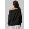 imageQINSEN Womens Oversized Sweatshirt Long Sleeve Off The Shoulder Pullover Casual Comfy Fall OutfitsBlack
