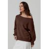 imageQINSEN Womens Oversized Sweatshirt Long Sleeve Off The Shoulder Pullover Casual Comfy Fall OutfitsBrown