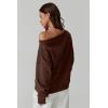 imageQINSEN Womens Oversized Sweatshirt Long Sleeve Off The Shoulder Pullover Casual Comfy Fall OutfitsBrown