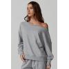 imageQINSEN Womens Oversized Sweatshirt Long Sleeve Off The Shoulder Pullover Casual Comfy Fall OutfitsLight Grey