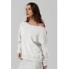 imageQINSEN Womens Oversized Sweatshirt Long Sleeve Off The Shoulder Pullover Casual Comfy Fall OutfitsWhite