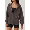 imageQINSEN Womens Relaxed ZipUp Hoodie Fall Oversized Sweatshirt Cozy Fleece Jacket with Pocket