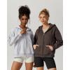 imageQINSEN Womens Relaxed ZipUp Hoodie Fall Oversized Sweatshirt Cozy Fleece Jacket with Pocket