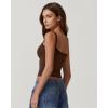 imageQINSEN Womens Square Neck Lace Trim Tank Top Double Lined Slim Fitted Y2k Going Out Camisole ShirtsBrown