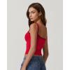 imageQINSEN Womens Square Neck Lace Trim Tank Top Double Lined Slim Fitted Y2k Going Out Camisole ShirtsRed