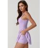 imageQINSEN Womens Square Neck Tennis Dress Pleated Sleeveless Built in Shorts Golf Athletic Dress with PocketsLight Purple