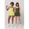 imageQINSEN Womens Square Neck Tennis Dress Pleated Sleeveless Built in Shorts Golf Athletic Dress with PocketsLight Yellow