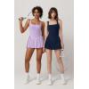 imageQINSEN Womens Square Neck Tennis Dress Pleated Sleeveless Built in Shorts Golf Athletic Dress with PocketsNavy