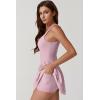imageQINSEN Womens Square Neck Tennis Dress Pleated Sleeveless Built in Shorts Golf Athletic Dress with PocketsPink