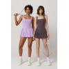 imageQINSEN Womens Square Neck Tennis Dress Pleated Sleeveless Built in Shorts Golf Athletic Dress with PocketsTea Leaf