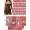 imageQINSEN Womens Strappy Square Neck Tank Top Tummy Control Bodycon Stretch Shorts Jumpsuit OutfitsArmy Green