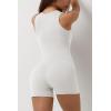 imageQINSEN Womens Strappy Square Neck Tank Top Tummy Control Bodycon Stretch Shorts Jumpsuit OutfitsBeige