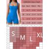 imageQINSEN Womens Strappy Square Neck Tank Top Tummy Control Bodycon Stretch Shorts Jumpsuit OutfitsBrilliant Blue