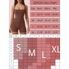 imageQINSEN Womens Strappy Square Neck Tank Top Tummy Control Bodycon Stretch Shorts Jumpsuit OutfitsCinnamon