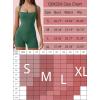 imageQINSEN Womens Strappy Square Neck Tank Top Tummy Control Bodycon Stretch Shorts Jumpsuit OutfitsEvergreen