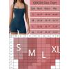 imageQINSEN Womens Strappy Square Neck Tank Top Tummy Control Bodycon Stretch Shorts Jumpsuit OutfitsNavy