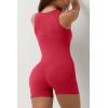 imageQINSEN Womens Strappy Square Neck Tank Top Tummy Control Bodycon Stretch Shorts Jumpsuit OutfitsRed