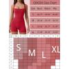 imageQINSEN Womens Strappy Square Neck Tank Top Tummy Control Bodycon Stretch Shorts Jumpsuit OutfitsRed