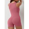 imageQINSEN Womens Strappy Square Neck Tank Top Tummy Control Bodycon Stretch Shorts Jumpsuit OutfitsRoseo