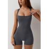 imageQINSEN Womens Strappy Square Neck Tank Top Tummy Control Bodycon Stretch Shorts Jumpsuit OutfitsTurbulence