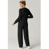 imageQINSEN Womens Two Piece Outfits Long Sleeve FullZip Hoodie and Wide Leg Pants Tracksuit Lounge Matching SetBlack