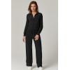 imageQINSEN Womens Two Piece Outfits Long Sleeve FullZip Hoodie and Wide Leg Pants Tracksuit Lounge Matching SetBlack