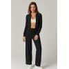 imageQINSEN Womens Two Piece Outfits Long Sleeve FullZip Hoodie and Wide Leg Pants Tracksuit Lounge Matching SetBlack
