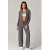 imageQINSEN Womens Two Piece Outfits Long Sleeve FullZip Hoodie and Wide Leg Pants Tracksuit Lounge Matching SetBlackened Peal