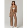 imageQINSEN Womens Two Piece Outfits Long Sleeve FullZip Hoodie and Wide Leg Pants Tracksuit Lounge Matching SetCaramel