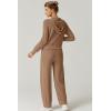 imageQINSEN Womens Two Piece Outfits Long Sleeve FullZip Hoodie and Wide Leg Pants Tracksuit Lounge Matching SetCaramel