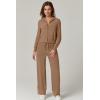 imageQINSEN Womens Two Piece Outfits Long Sleeve FullZip Hoodie and Wide Leg Pants Tracksuit Lounge Matching SetCaramel