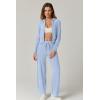 imageQINSEN Womens Two Piece Outfits Long Sleeve FullZip Hoodie and Wide Leg Pants Tracksuit Lounge Matching SetSky Blue