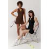 imageQINSEN Womens Zip Front Tennis Dress Polo Collar Racer Back Workout Golf Dresses Build in Shorts with PocketsBlack