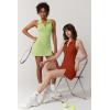 imageQINSEN Womens Zip Front Tennis Dress Polo Collar Racer Back Workout Golf Dresses Build in Shorts with PocketsBrick Red