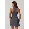 imageQINSEN Womens Zip Front Tennis Dress Polo Collar Racer Back Workout Golf Dresses Build in Shorts with PocketsDark Grey